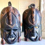 Paire de masques africaines en bois