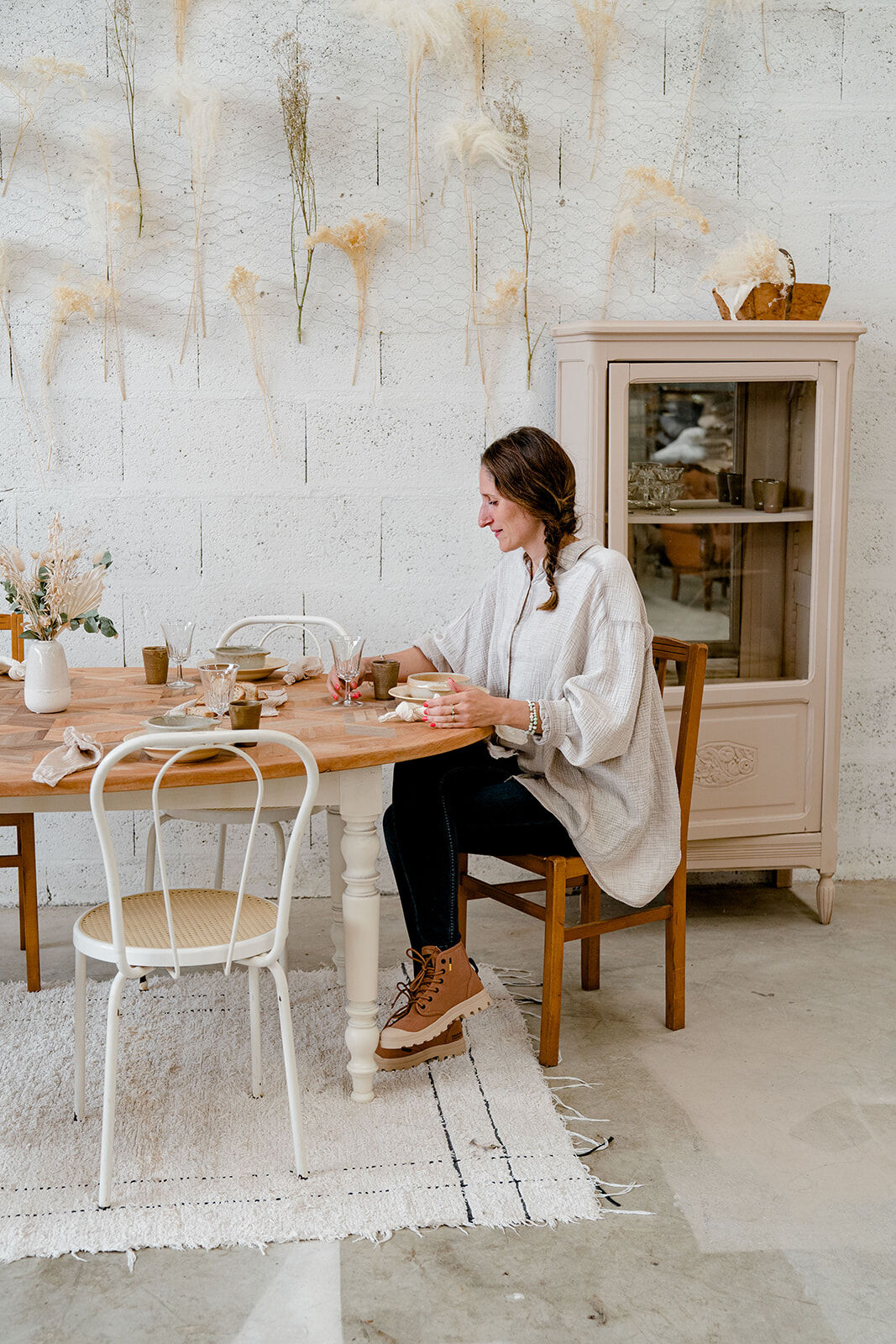 Oval marquetry table – solid wood