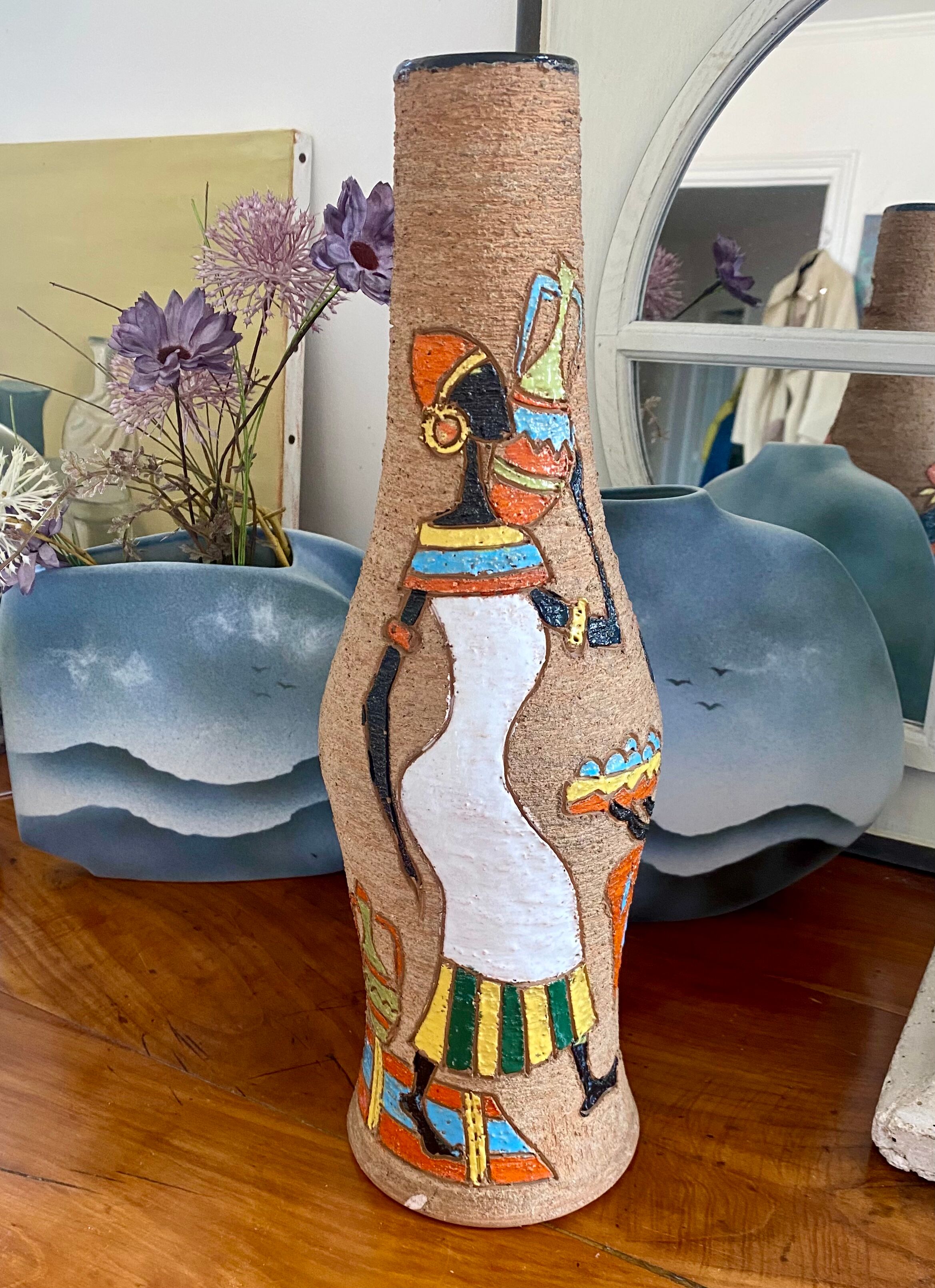 Very large vase Fratelli Fanciullacci scarified ceramic
