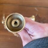 2 golden brass hooks with flower curtain tiebacks