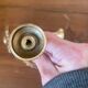 2 golden brass hooks with flower curtain tiebacks