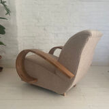 Art deco armchair in walnut and curly fabric