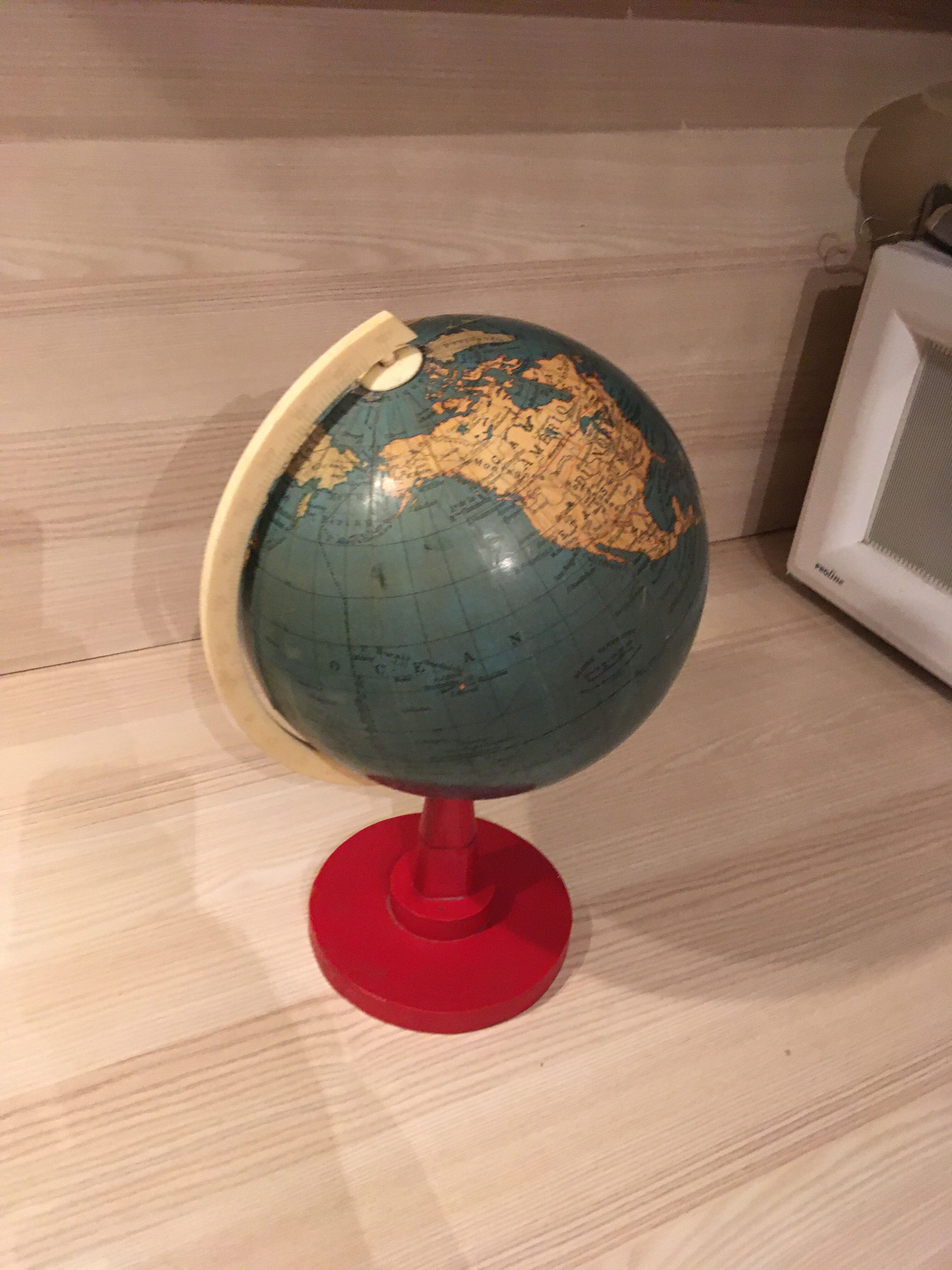 Earth globe ancient wooden foot