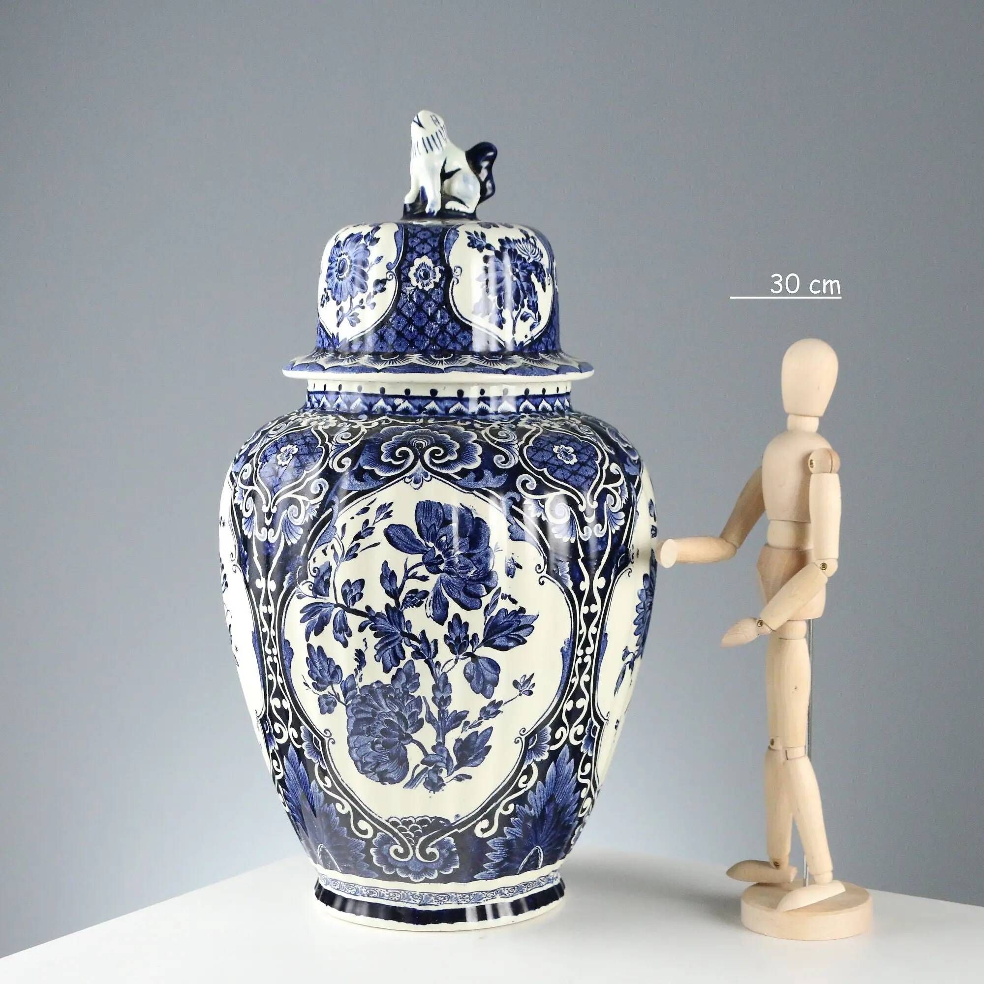 Antique white ceramic vase, decorated, Netherlands, 20th century
