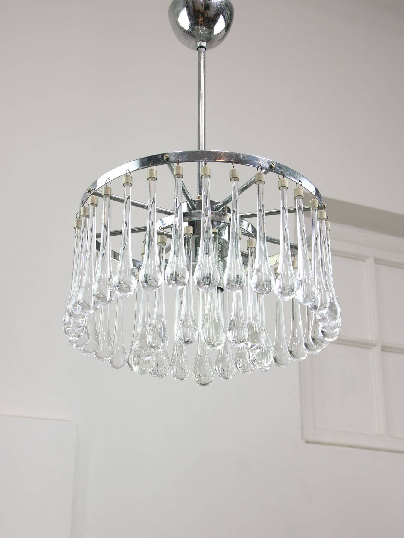 Mid-Century Italian Crystal Teardrop Chandelier, 1960s