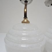 Pair of porcelain sconces brass glass of clchy white art deco