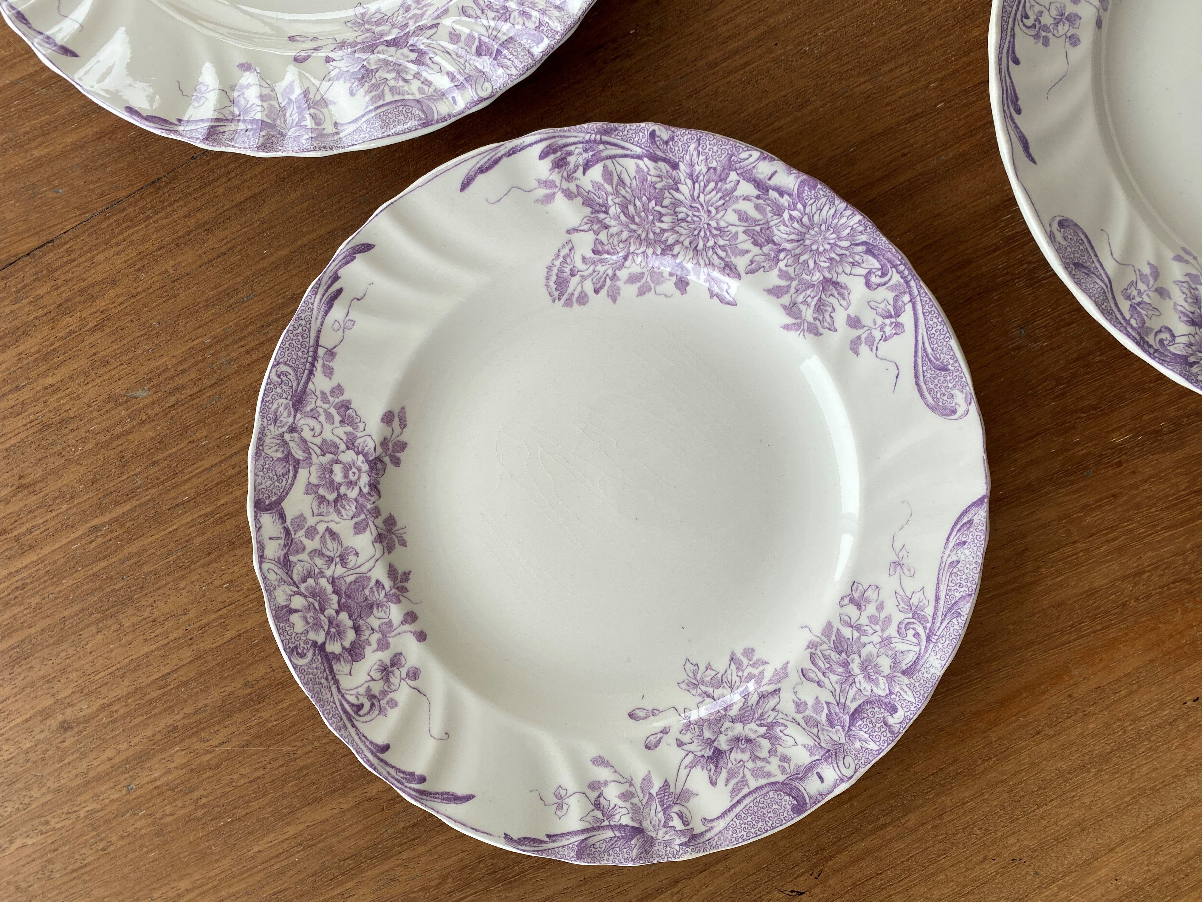6 plates Longwy model Eglantine