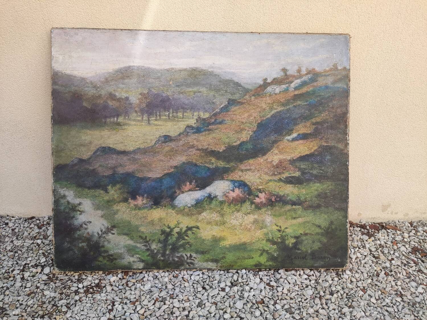 Oil on canvas, old painting signed Marcel Baron