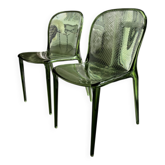 Set of 2 Kartell Thalya Forest Green chairs