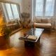 Minimalist design table in black marble Vintage Terrazzo