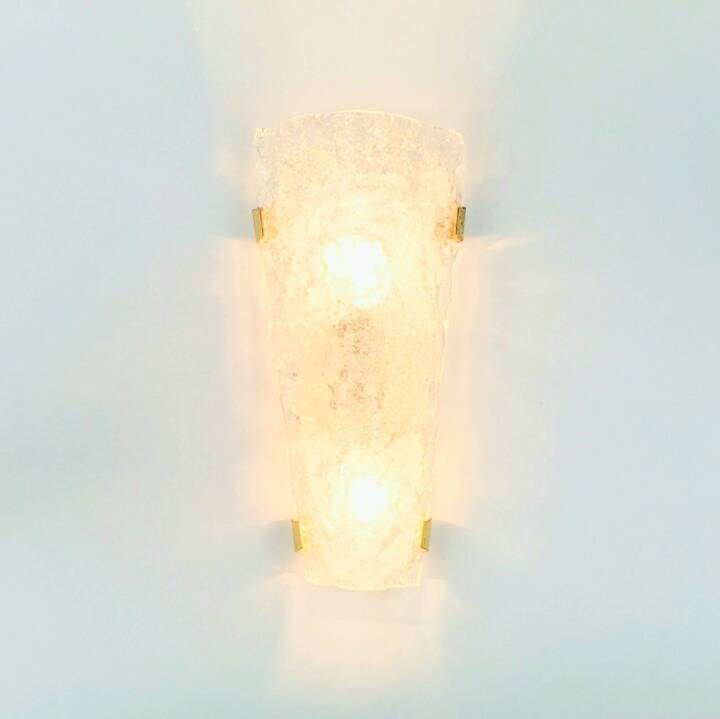 Large Mid-Century Murano Glass & Brass Wall Lamp from Hillebrand, 1960s/70s