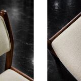 Vintage Mid-Century Modern Danish Teak & Beige Fabric Chairs, Set of 4