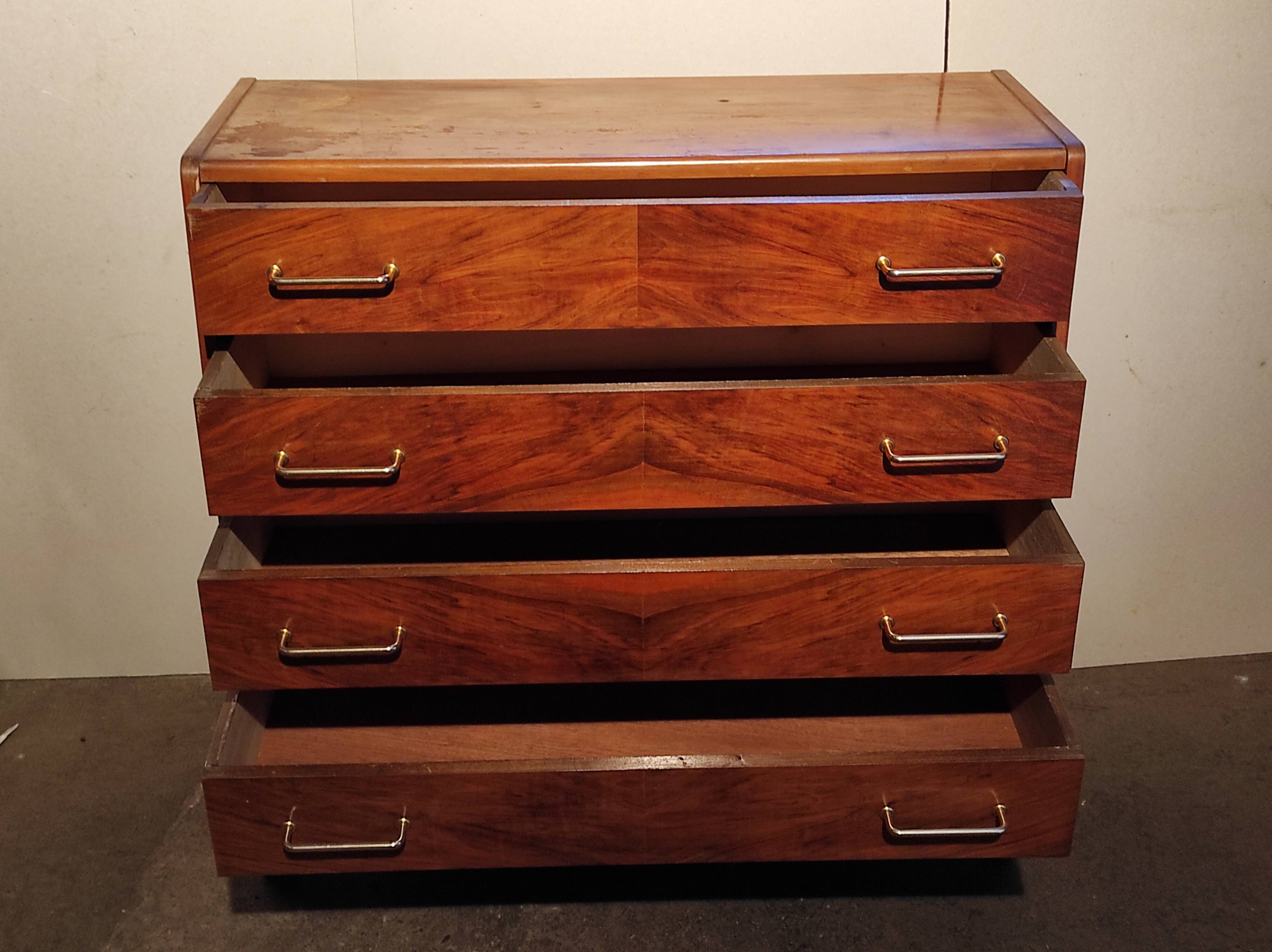 Commode vintage 4 tiroirs pieds compas