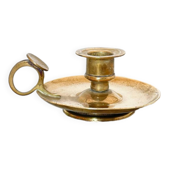 Hand-held brass candle holder