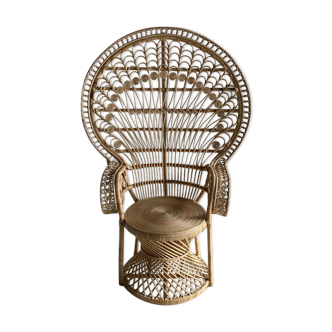 Emmanuelle armchair in rattan peacock patterns