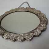 Silver oval boudoir mirror