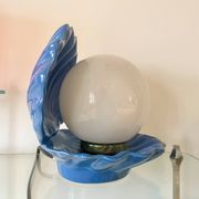 Lampe coquillage en céramique bleue