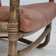 1970s, Scandinavian armchair, original very good condition, bamboo, leather.