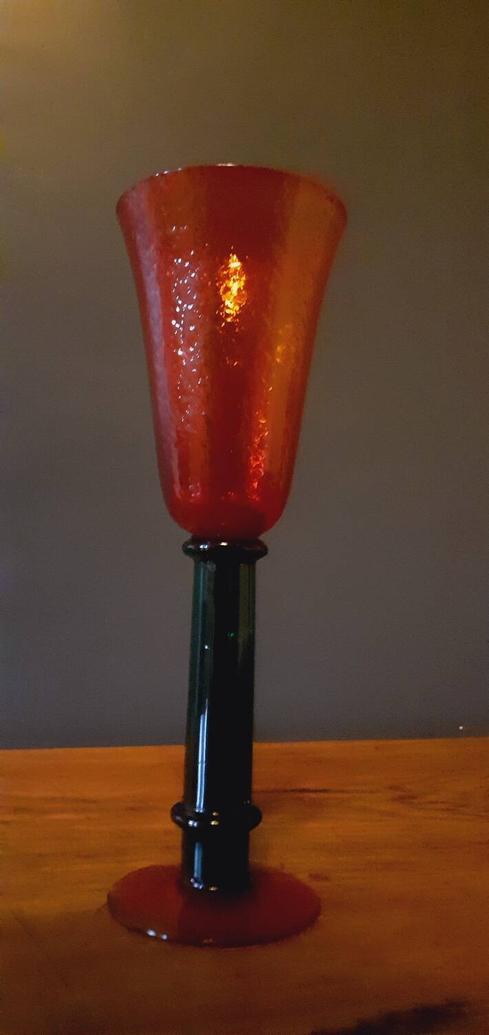 80s Memphis style glass footed vase