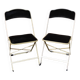 2 Antique Brass & Black Velvet Folding Chairs