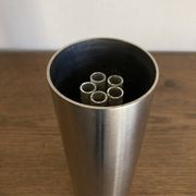 Space Age 1970s brushed steel flower vase