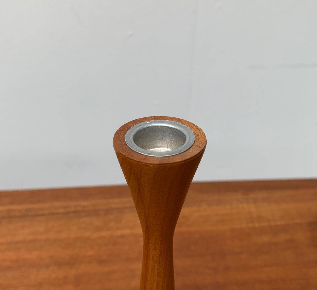 Vintage Danish teak candle holders, set of 2.