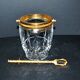 Vintage gold cut crystal ice bucket - ice cube pot + tongs CRISTAL AG
