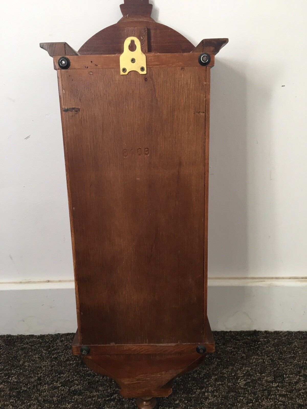 Mid Century Vintage Victorian Style Wall Clock Wood Case,Chime, in Working order