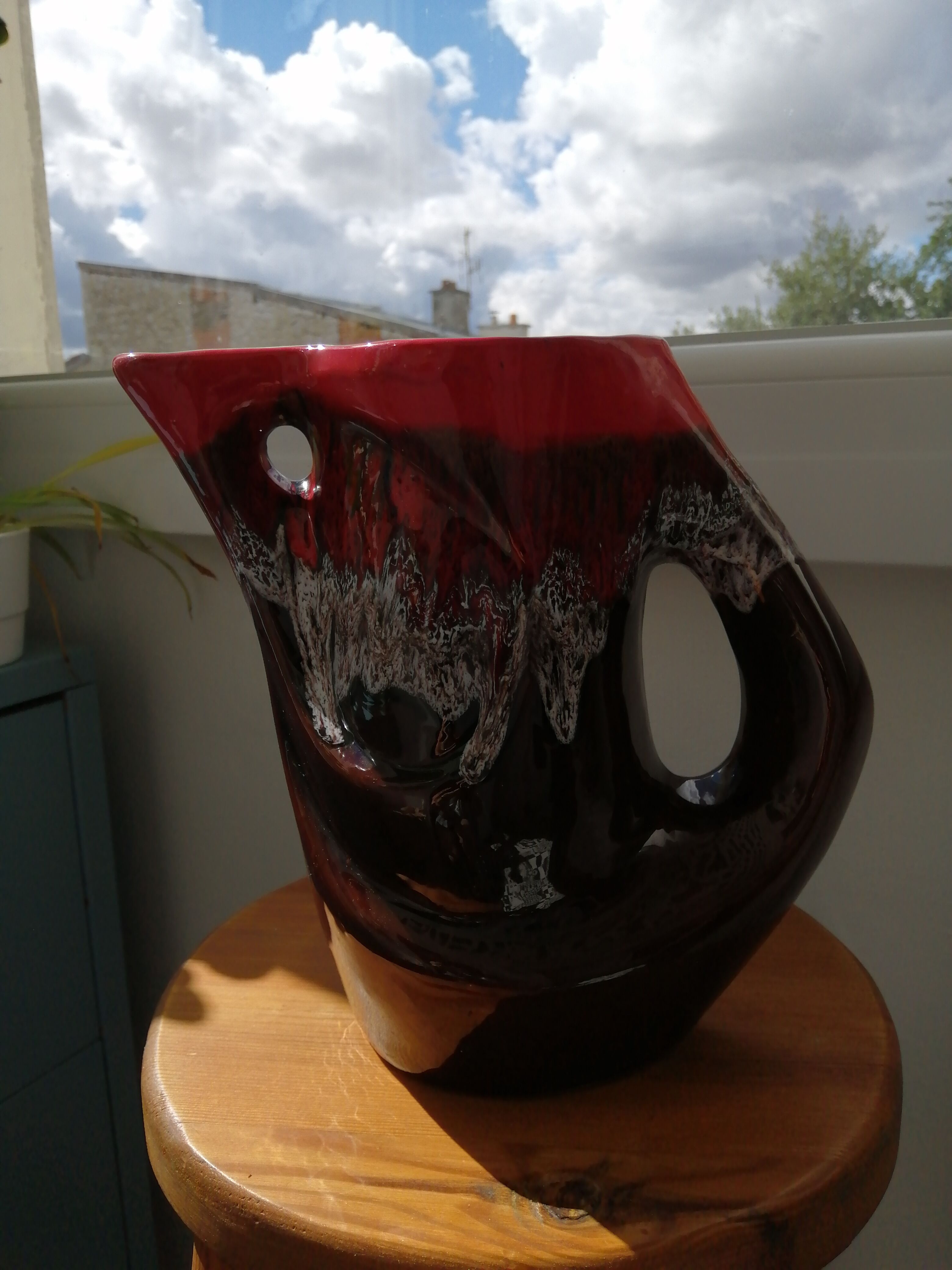 Flamed ceramic carafe