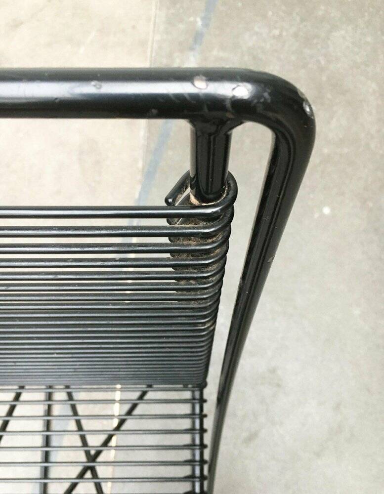 Postmodern black kitchen bar stool Kreuzschwinger by Till Behrens for Schlubach, 1980s.