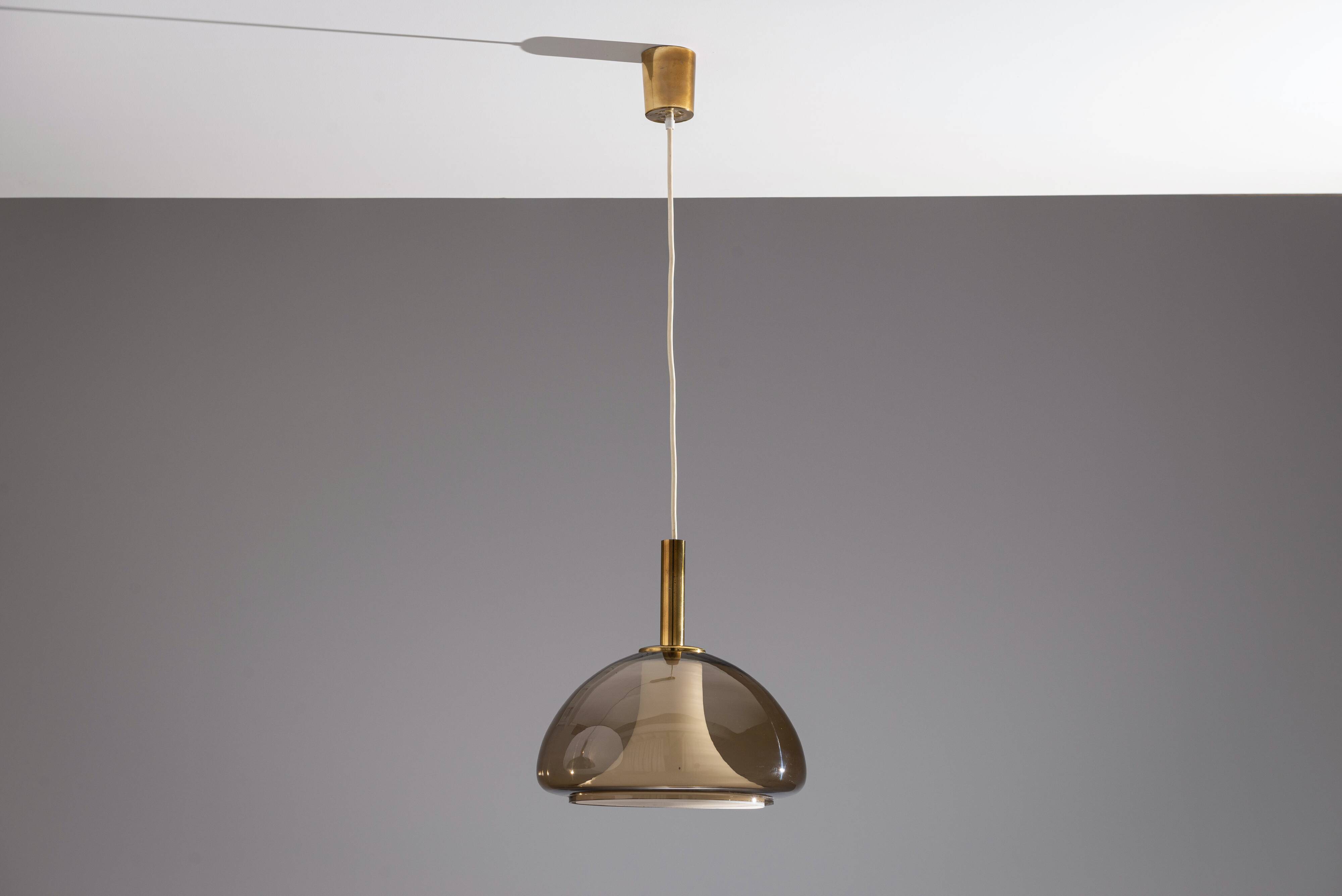 Hanging lamp with smoked Murano glass and opaline inner shade