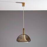 Hanging lamp with smoked Murano glass and opaline inner shade