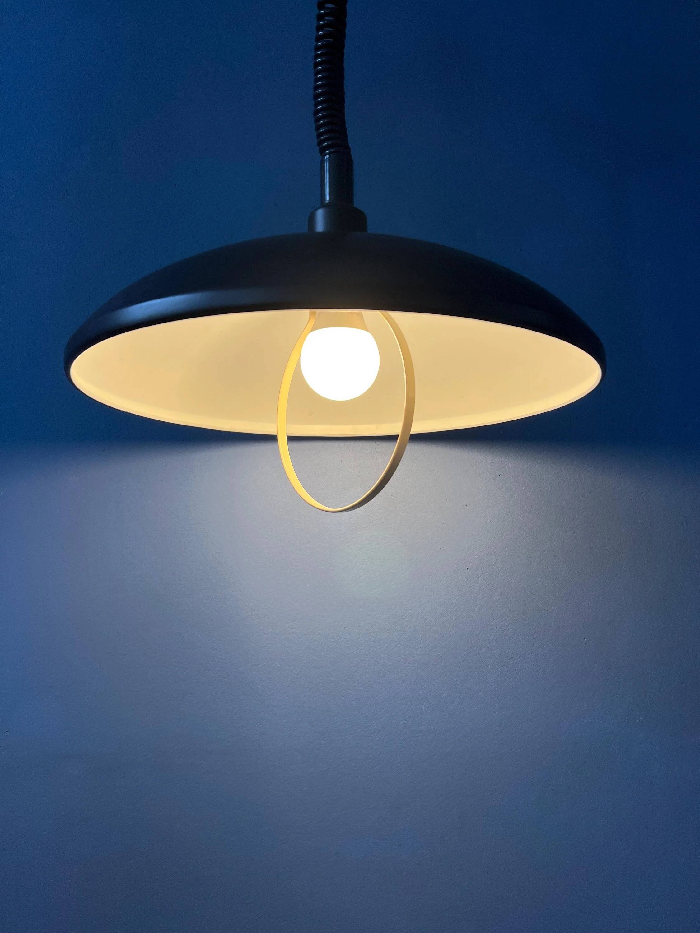 Black oval metal pendant Mid-Century
