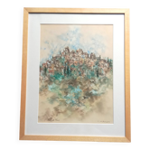 Saint Paul De Vence Original pastel signed 1982 Framed