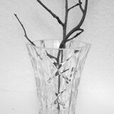 Set of 2 thick faceted glass vases from the 70s
