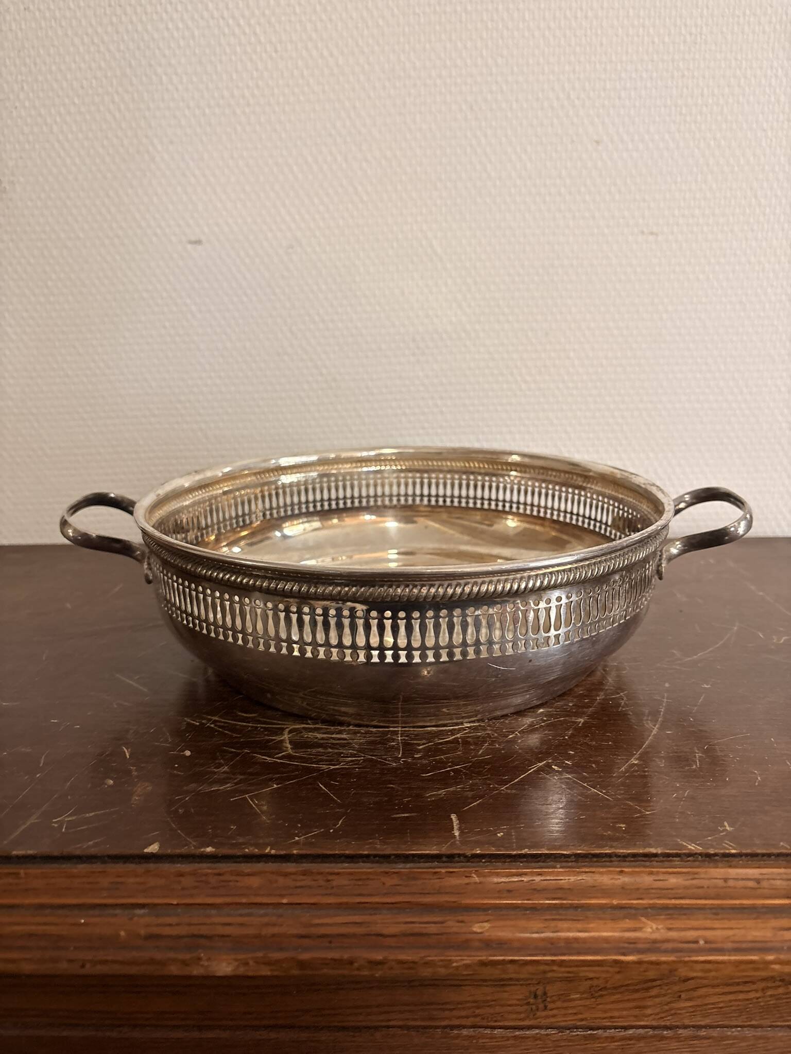 Antique Silver Metal Fruit Bread Basket Louis XVI Style