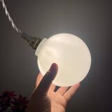 Vintage globe pendant light in white opaline