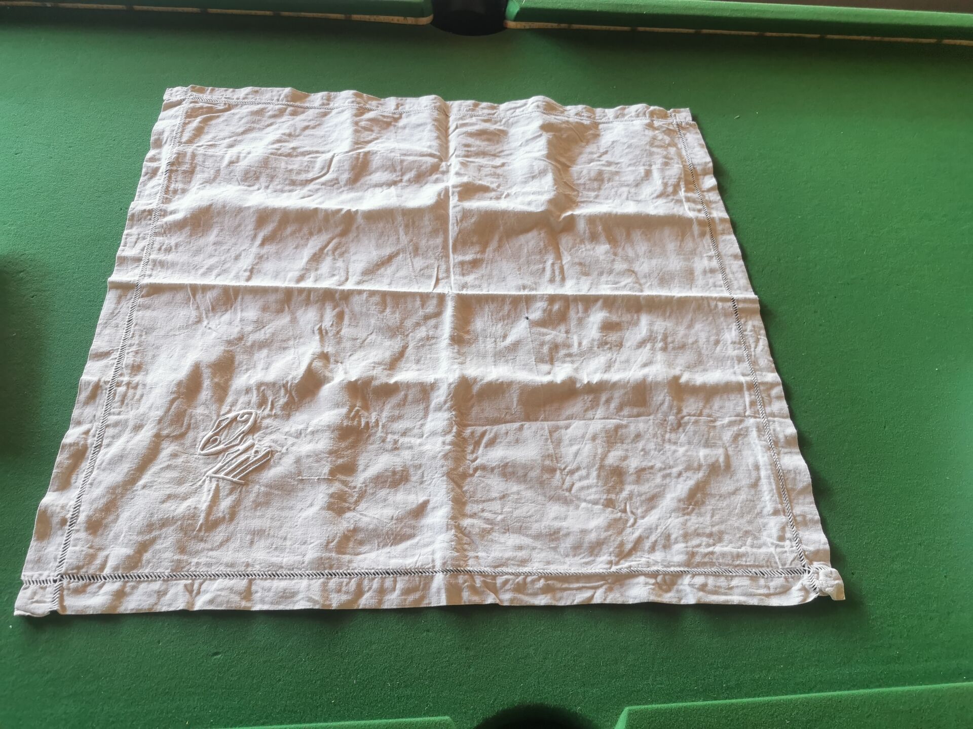 Pair of antique linen pillowcases with monogram