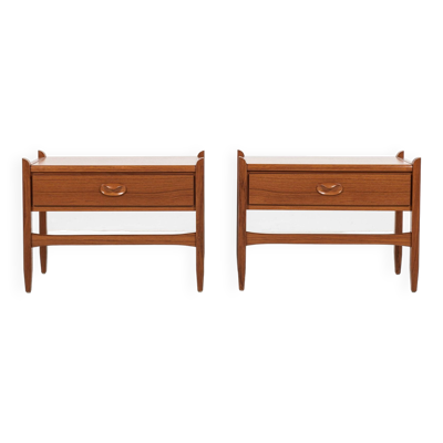 Paire de tables de nuit danoises vintage en teck 1960
