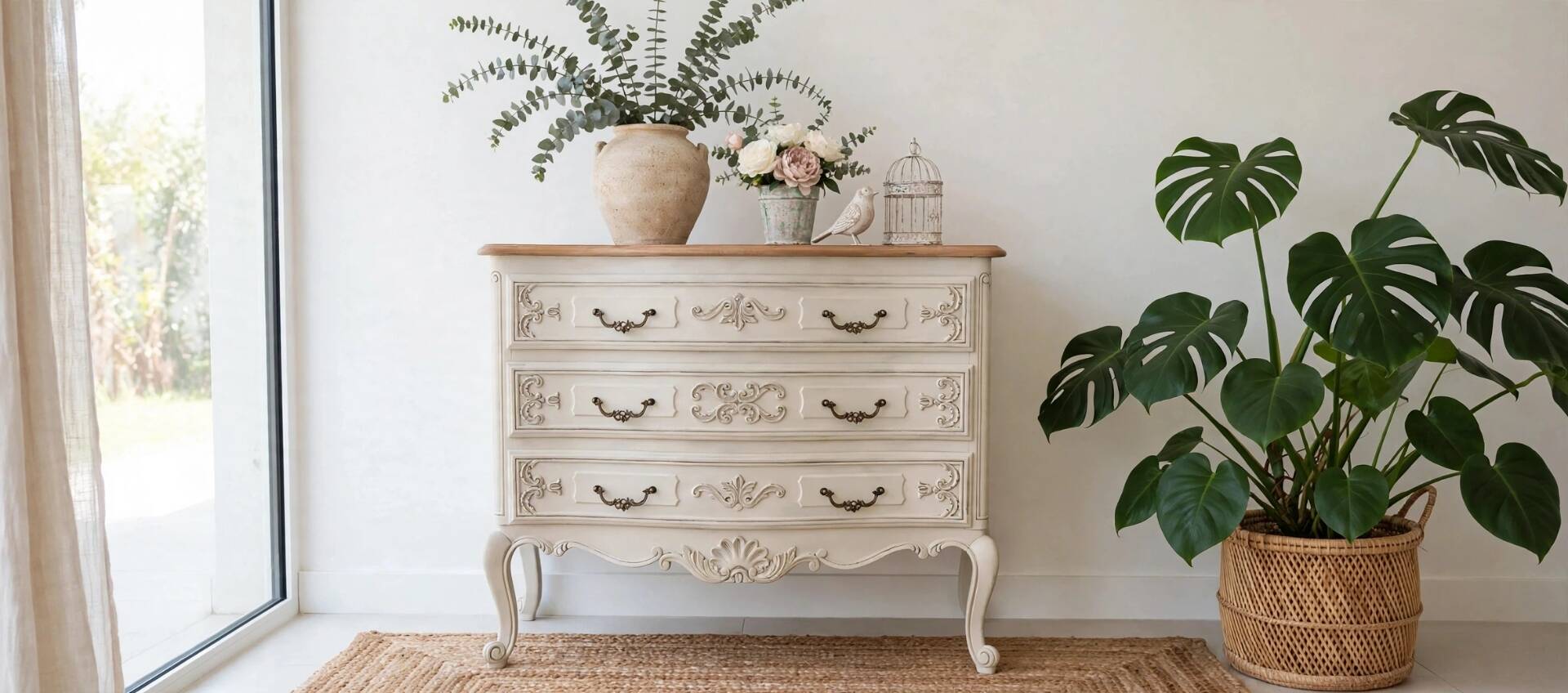 Louis XV curved bow commode style