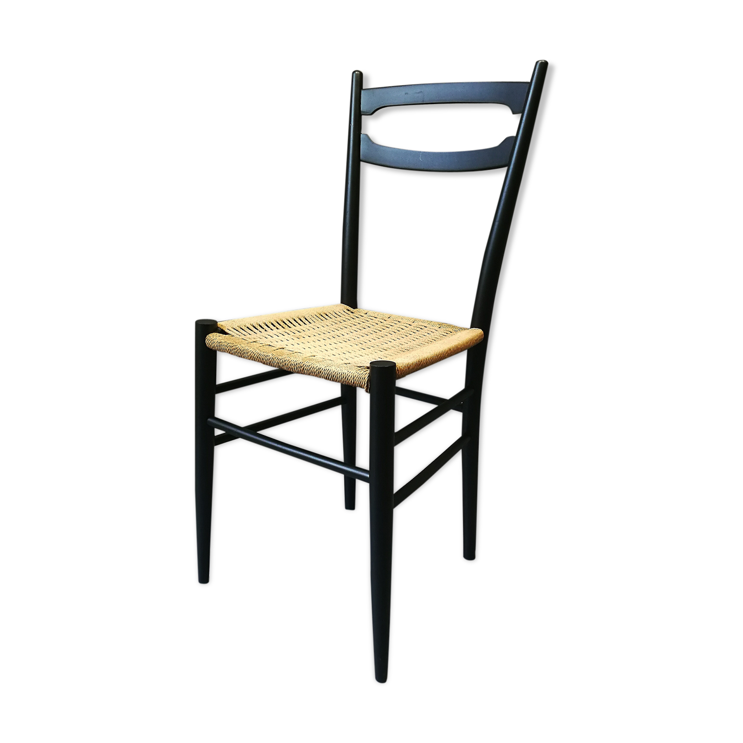 Italian chair in black ash and rope