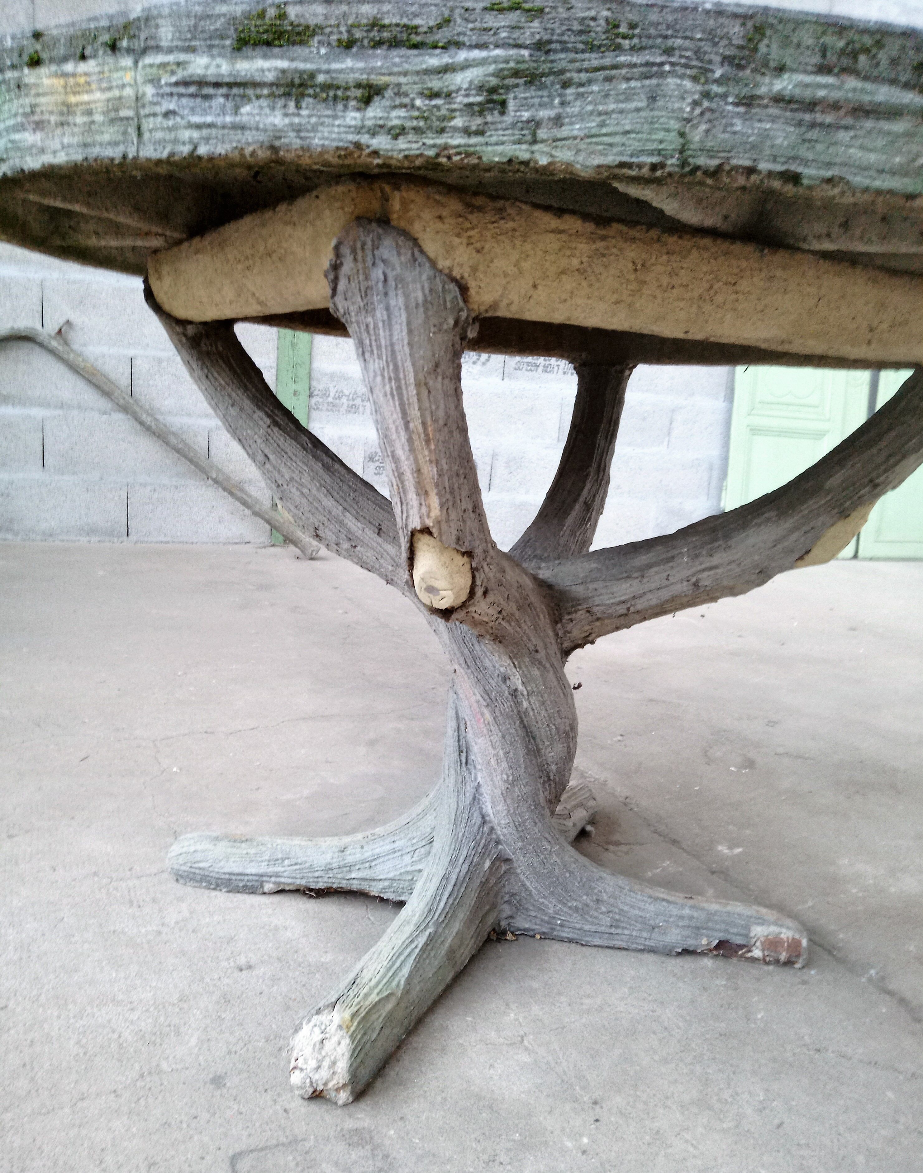 Wood-style cement garden table