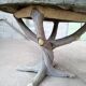 Wood-style cement garden table