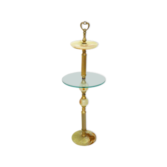 Onyx standing ashtray - gold metal
