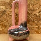 Antique Pink Ceramic Vase Glazed Black Decor Vintage
