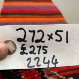 Old Turkish narrow Kilim Runner 272x51 cm shabby chic, vintage kelim