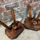 Paire de tabourets rustiques en bois massif brut – Fabrication artisanale
