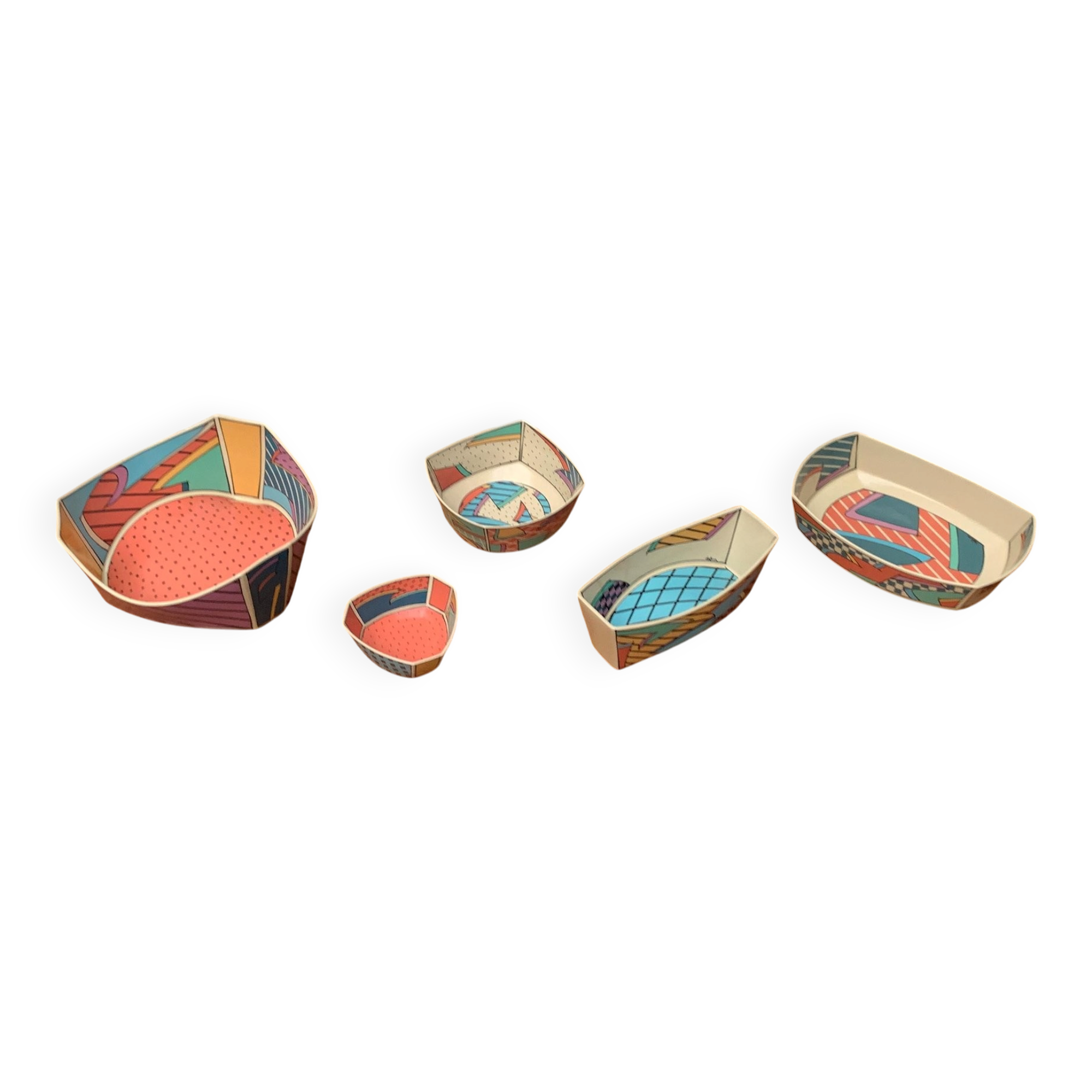 Set of 5 Bowls from the Flash One Postmodern Series by Dorothy Hafner for Rosenthal, 1980s.