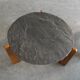 2 tables d'appoint en ardoise et bois de pin de style brutaliste