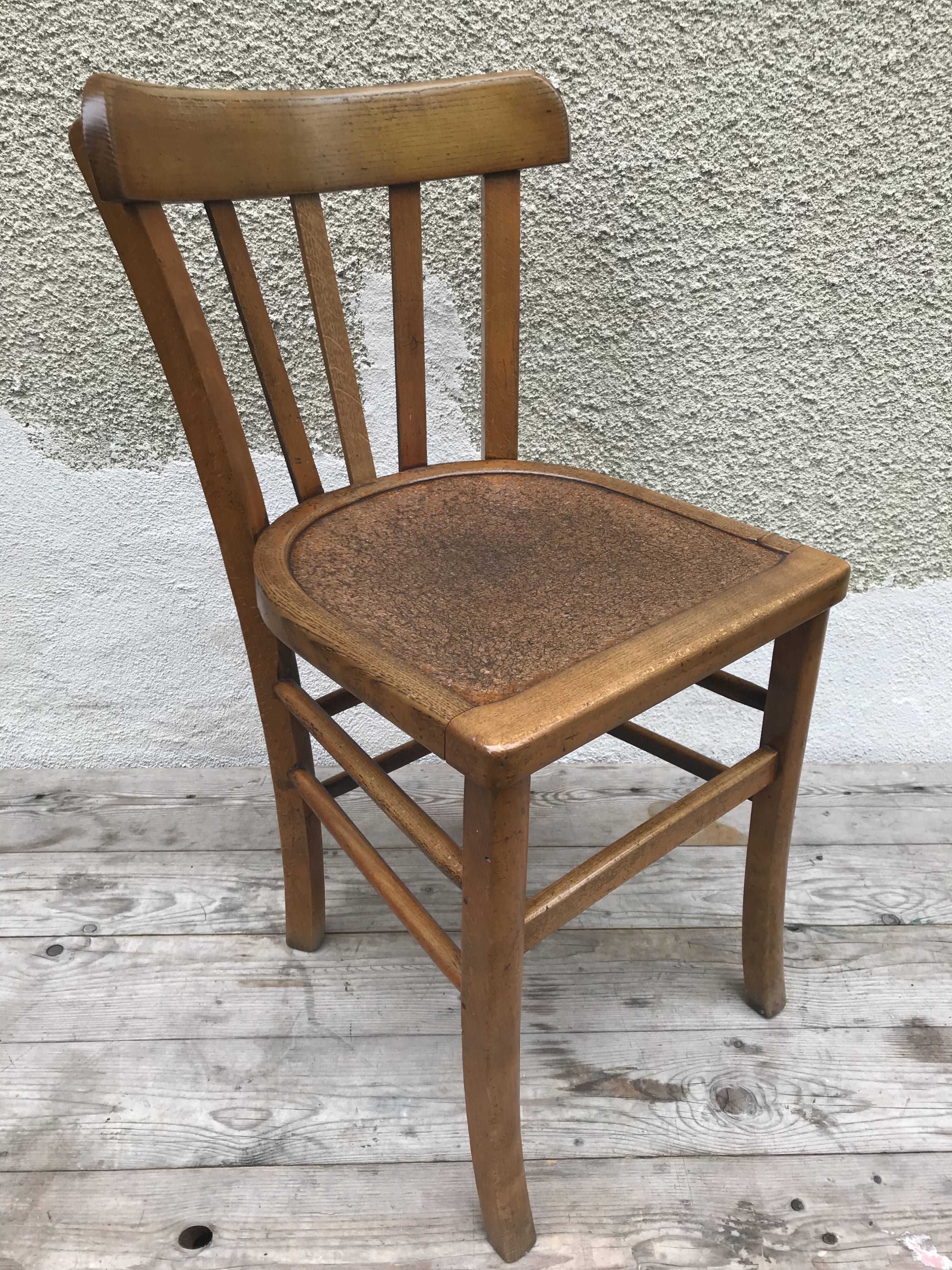 Set of 6 chairs bistro style baumann old 70s vintage wood